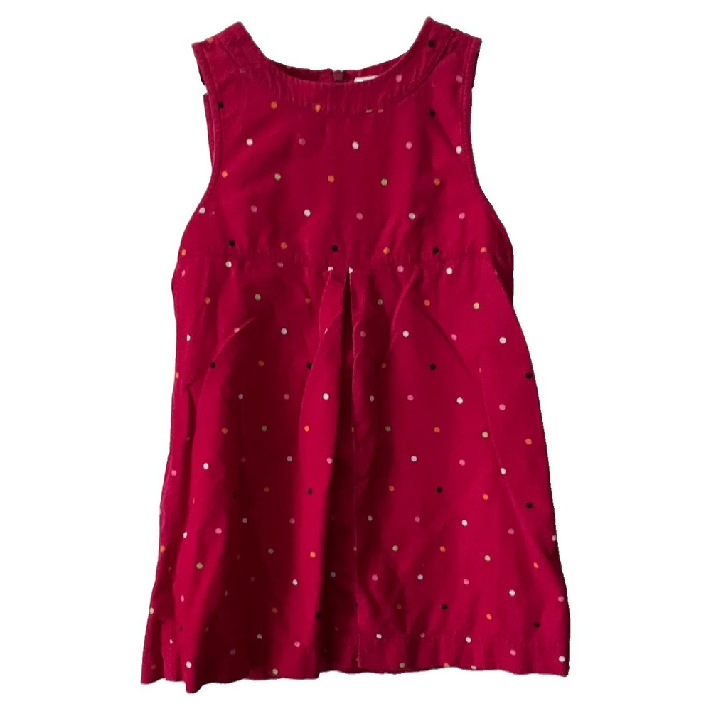 Vintage Gymboree Girls Size 5 Pink Polka Dot Corduroy A-Line Sleeveless
